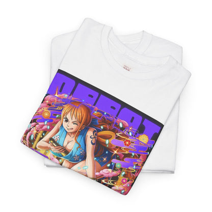 One Piece Nami Unisex Heavy Cotton Tee - Vibrant and Stylish Design for Otaku Heads