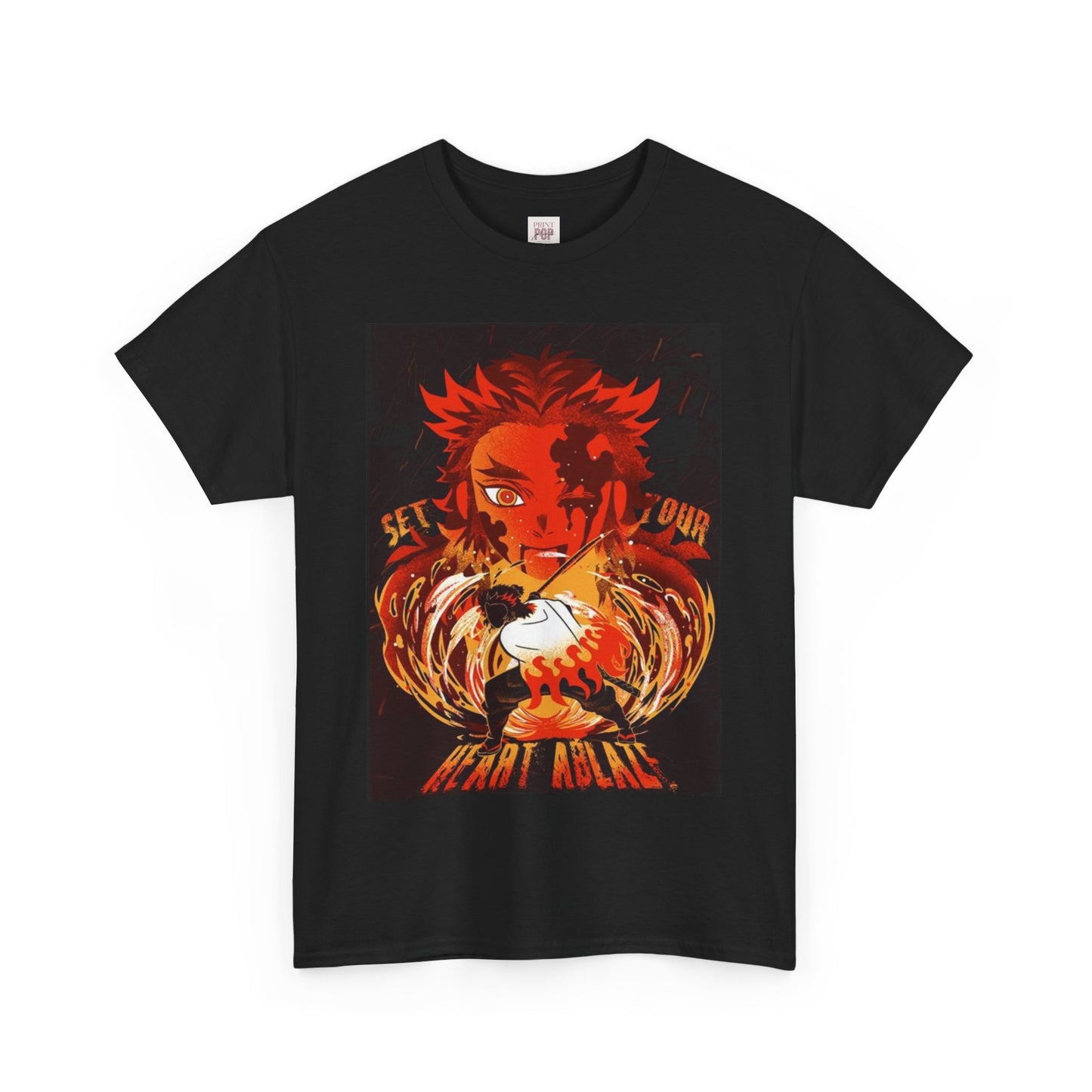 Demon Slayer Kyōjurō Rengoku Unisex Heavy Cotton Tee - Vibrant and Stylish Design for Otaku Heads