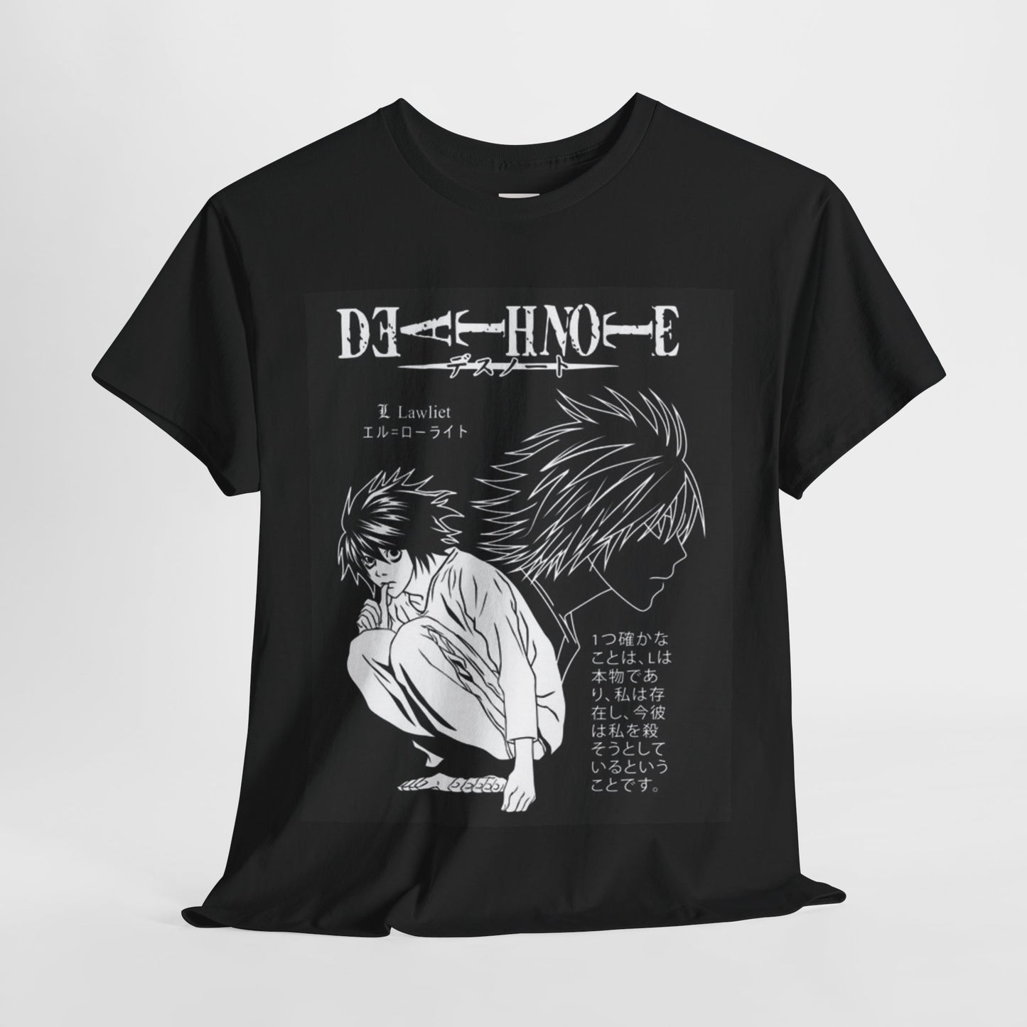 Death Note L Lawliet Unisex Heavy Cotton Tee - Vibrant and Stylish Design for Otaku Heads