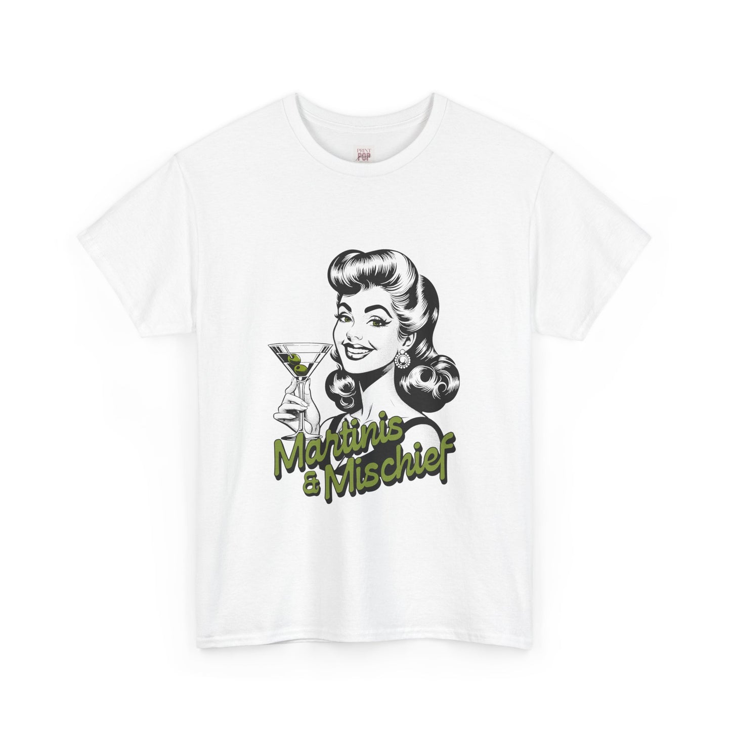 Martinis & Mischief Unisex Heavy Cotton Tee - Fun Retro Graphic T-Shirt