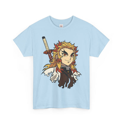 Demon Slayer Kyōjurō Rengoku Unisex Heavy Cotton Tee - Vibrant and Stylish Design for Otaku Heads