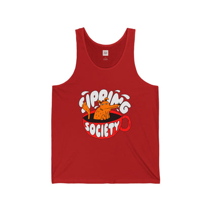 Funny Unisex Jersey Tank Top - 'Sipping Society' Design