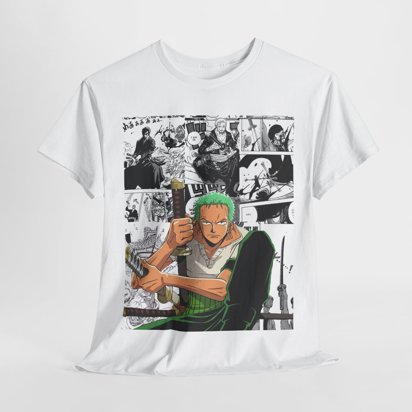 One Piece Zoro Unisex Heavy Cotton Tee - Vibrant and Stylish Design for Otaku Heads