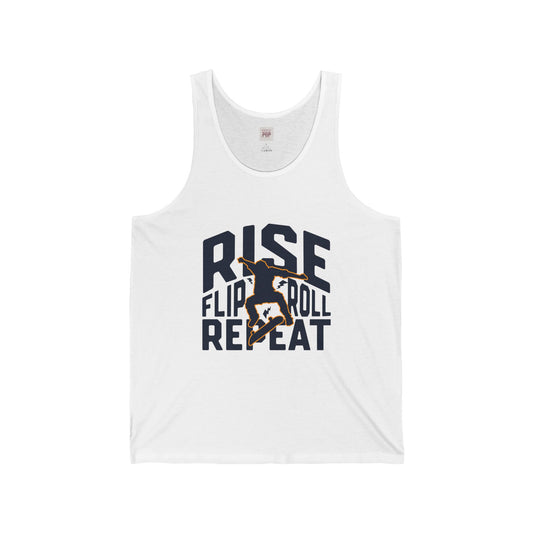 Skateboarding Unisex Jersey Tank - "Rise, Flip, Roll, Repeat"