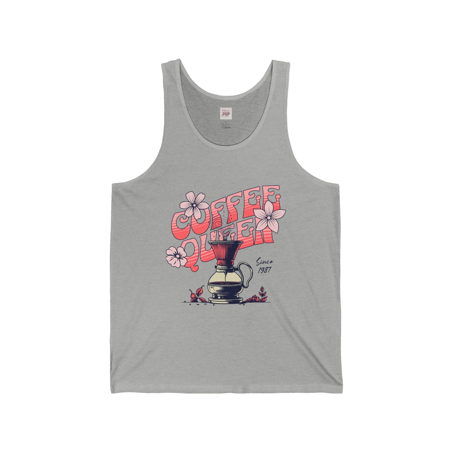 Coffee Queen Unisex Jersey Tank - Casual Summer Tee for Coffee Lovers