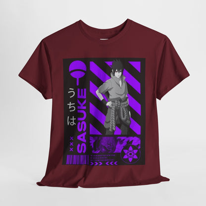 Naruto Shippuden Uchiha Sasuke Unisex Heavy Cotton Tee - Vibrant and Stylish Design for Otaku Heads