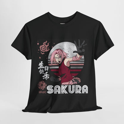 Naruto Shippuden Sakura Unisex Heavy Cotton Tee - Vibrant and Stylish Design for Otaku Heads