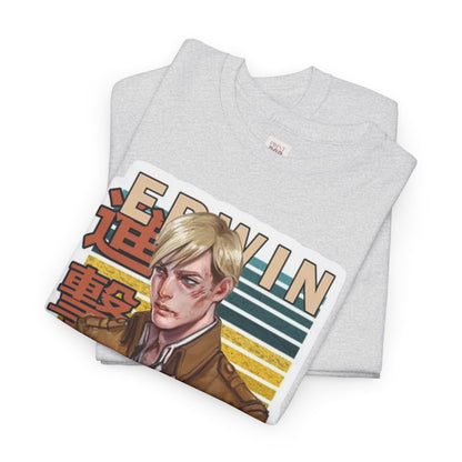 Attack On Titan Erwin Smith Unisex Heavy Cotton Tee - Vibrant and Stylish Design for Otaku Heads