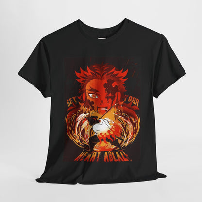 Demon Slayer Kyōjurō Rengoku Unisex Heavy Cotton Tee - Vibrant and Stylish Design for Otaku Heads