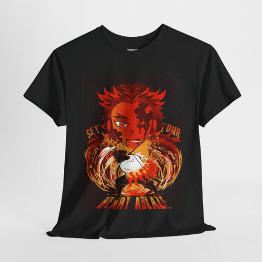 Demon Slayer Kyōjurō Rengoku Unisex Heavy Cotton Tee - Vibrant and Stylish Design for Otaku Heads