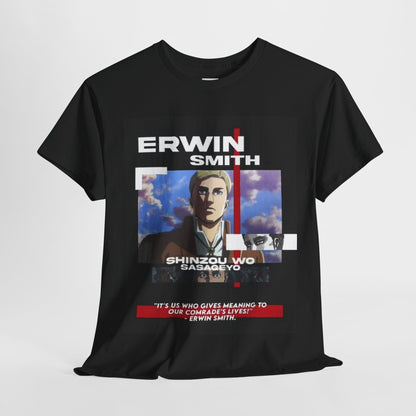 Attack On Titan Erwin Smith Unisex Heavy Cotton Tee - Vibrant and Stylish Design for Otaku Heads