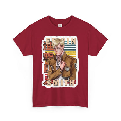 Attack On Titan Erwin Smith Unisex Heavy Cotton Tee - Vibrant and Stylish Design for Otaku Heads