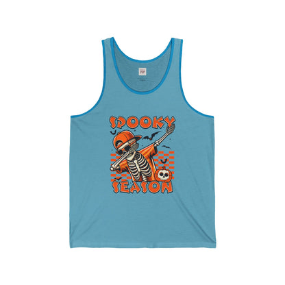 Spooky Season Unisex Jersey Tank Top - Halloween Skeleton Design