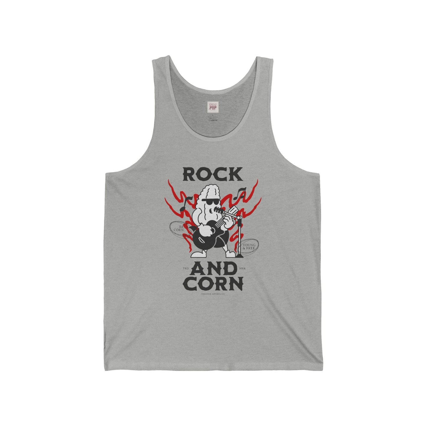 Rock and Corn Unisex Jersey Tank - Fun Summer Music Tee