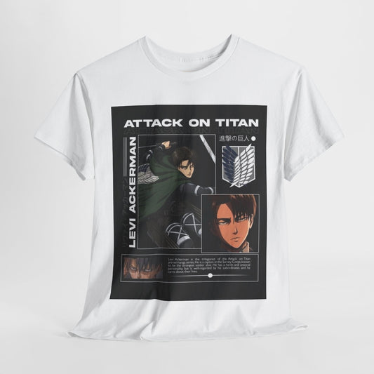 Attack On Titan Levi Ackerman Unisex Heavy Cotton Tee - Vibrant and Stylish Design for Otaku Heads