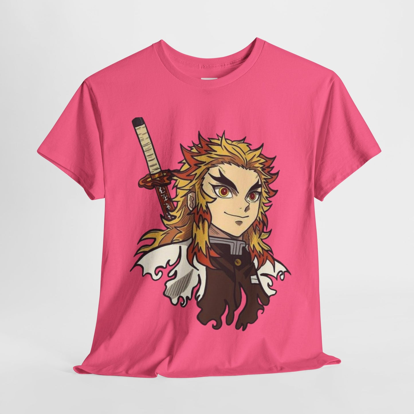 Demon Slayer Kyōjurō Rengoku Unisex Heavy Cotton Tee - Vibrant and Stylish Design for Otaku Heads