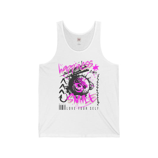 Happiness Smile Unisex Jersey Tank Top | Love Your Self Graphic Tee