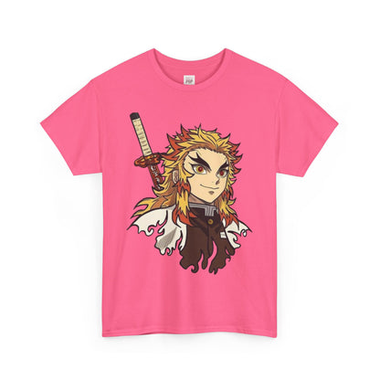 Demon Slayer Kyōjurō Rengoku Unisex Heavy Cotton Tee - Vibrant and Stylish Design for Otaku Heads