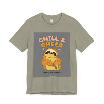 Chill & Cheer Sloth T-Shirt - Unisex Short Sleeve Tee for Relaxed Sundays