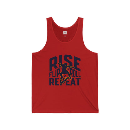 Skateboarding Unisex Jersey Tank - "Rise, Flip, Roll, Repeat"