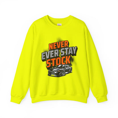 Never Stay Stock Car Enthusiast Crewneck Sweatshirt