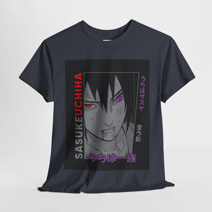 Naruto Shippuden Uchiha Sasuke Unisex Heavy Cotton Tee - Vibrant and Stylish Design for Otaku Heads