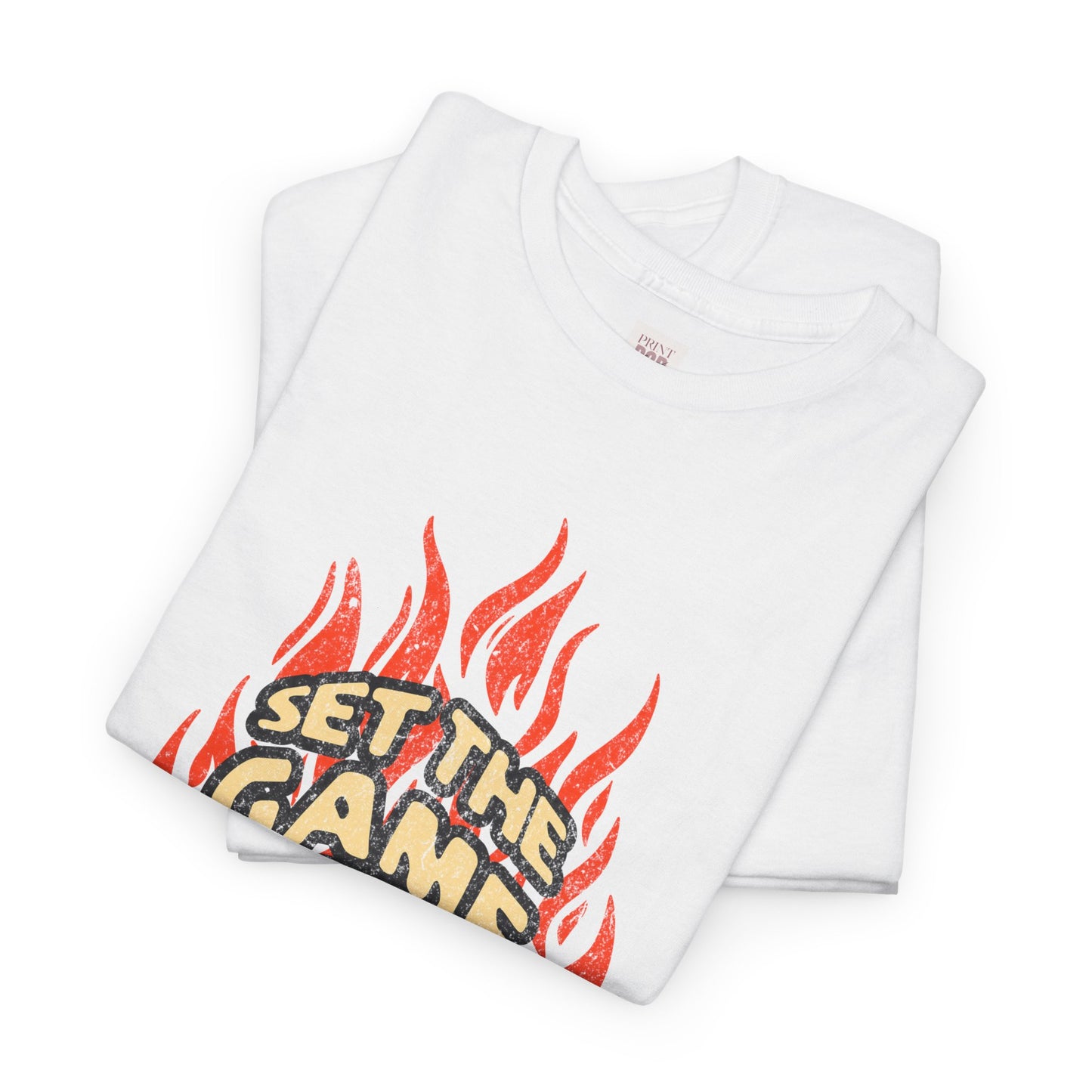 Set the Game On Fire Unisex Heavy Cotton Tee - Perfect for Basketball Lovers