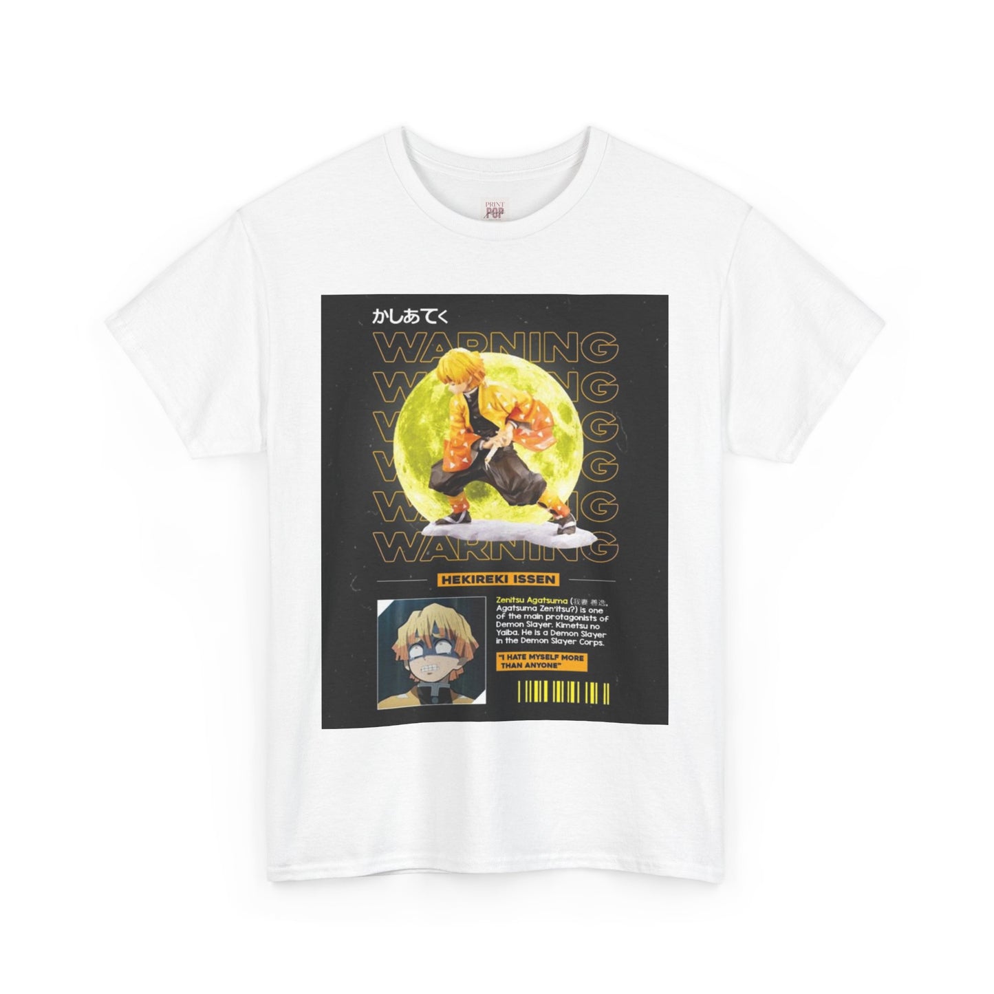 Demon Slayer Agatsuma Zenitsu Unisex Heavy Cotton Tee - Vibrant and Stylish Design for Otaku Heads