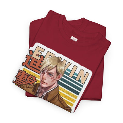 Attack On Titan Erwin Smith Unisex Heavy Cotton Tee - Vibrant and Stylish Design for Otaku Heads