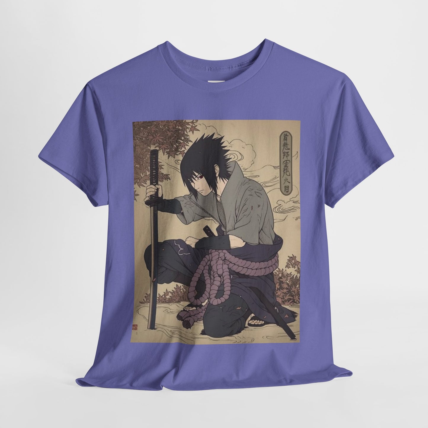 Naruto Shippuden Uchiha Sasuke Unisex Heavy Cotton Tee - Vibrant and Stylish Design for Otaku Heads