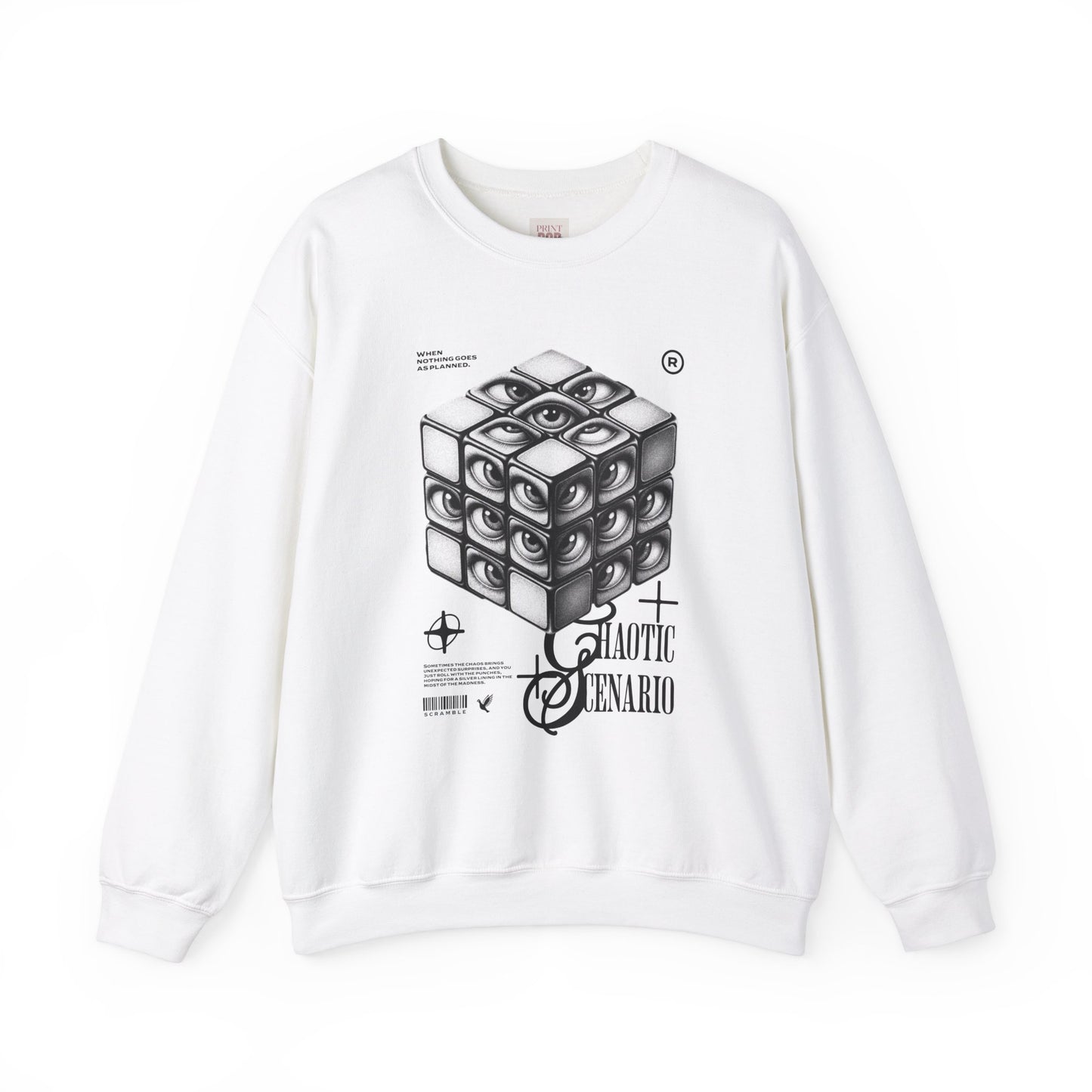 Galactic Scenario Unisex Heavy Blend Crewneck Sweatshirt - Unique Cube Design