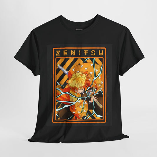 Demon Slayer Agatsuma Zenitsu Unisex Heavy Cotton Tee - Vibrant and Stylish Design for Otaku Heads