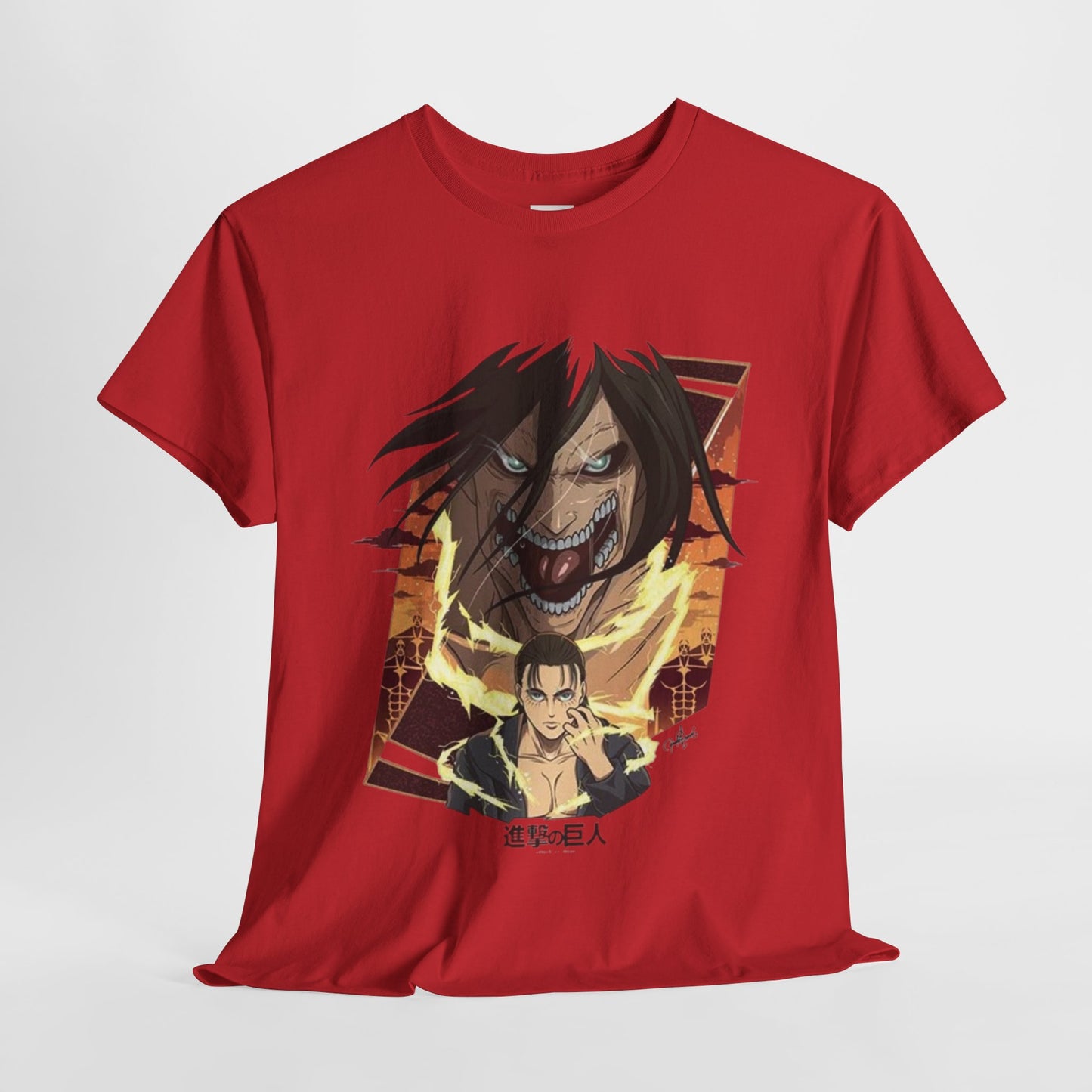 Attack On Titan Eren Jaeger Unisex Heavy Cotton Tee - Vibrant and Stylish Design for Otaku Heads