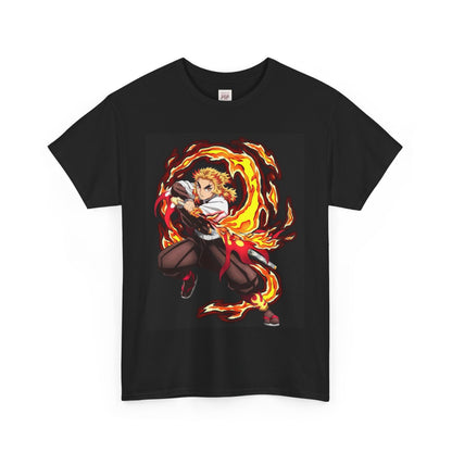 Demon Slayer Kyōjurō Rengoku Unisex Heavy Cotton Tee - Vibrant and Stylish Design for Otaku Heads