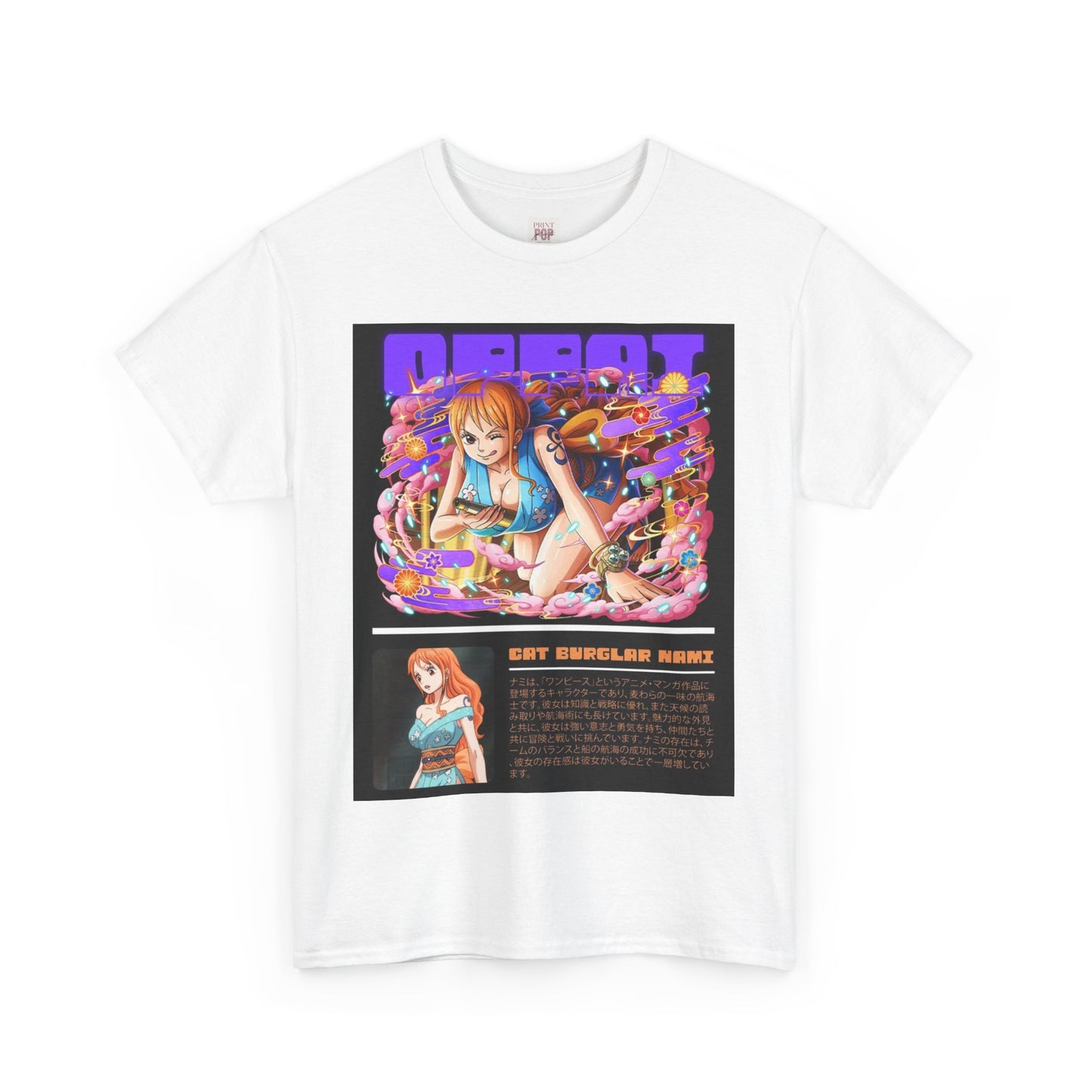 One Piece Nami Unisex Heavy Cotton Tee - Vibrant and Stylish Design for Otaku Heads