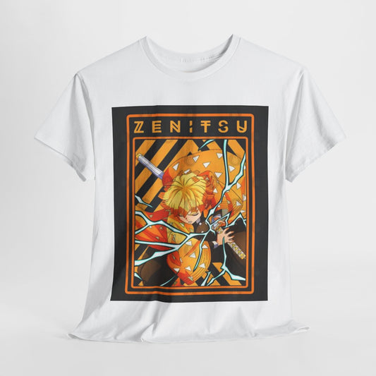 Demon Slayer Agatsuma Zenitsu Unisex Heavy Cotton Tee - Vibrant and Stylish Design for Otaku Heads