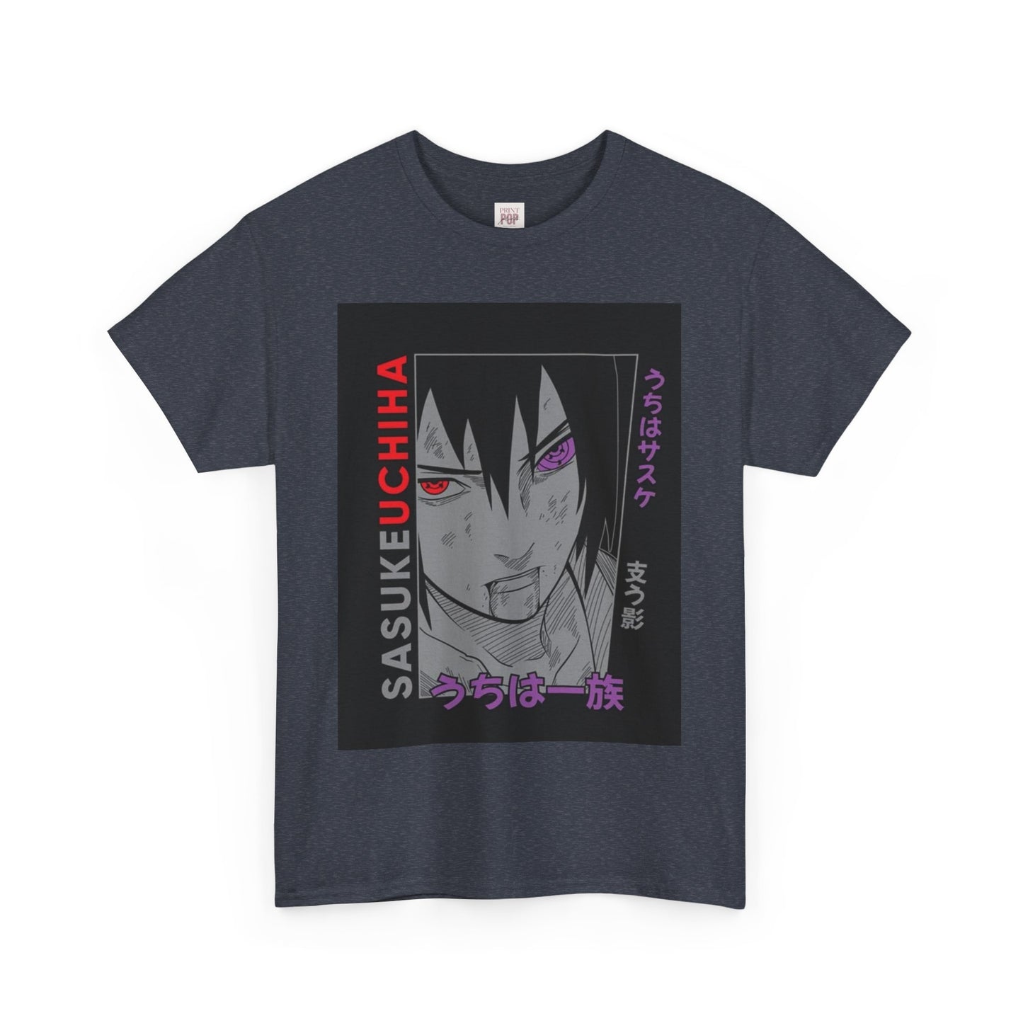 Naruto Shippuden Uchiha Sasuke Unisex Heavy Cotton Tee - Vibrant and Stylish Design for Otaku Heads