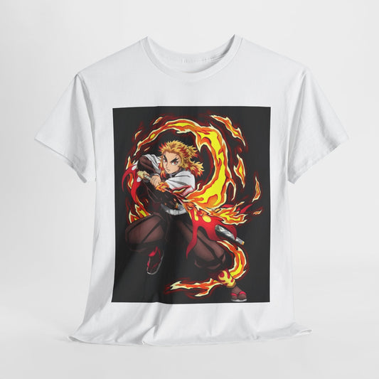 Demon Slayer Kyōjurō Rengoku Unisex Heavy Cotton Tee - Vibrant and Stylish Design for Otaku Heads