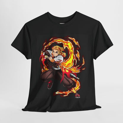 Demon Slayer Kyōjurō Rengoku Unisex Heavy Cotton Tee - Vibrant and Stylish Design for Otaku Heads