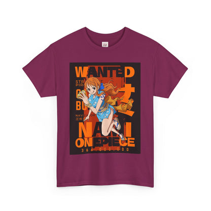 One Piece Nami Unisex Heavy Cotton Tee - Vibrant and Stylish Design for Otaku Heads