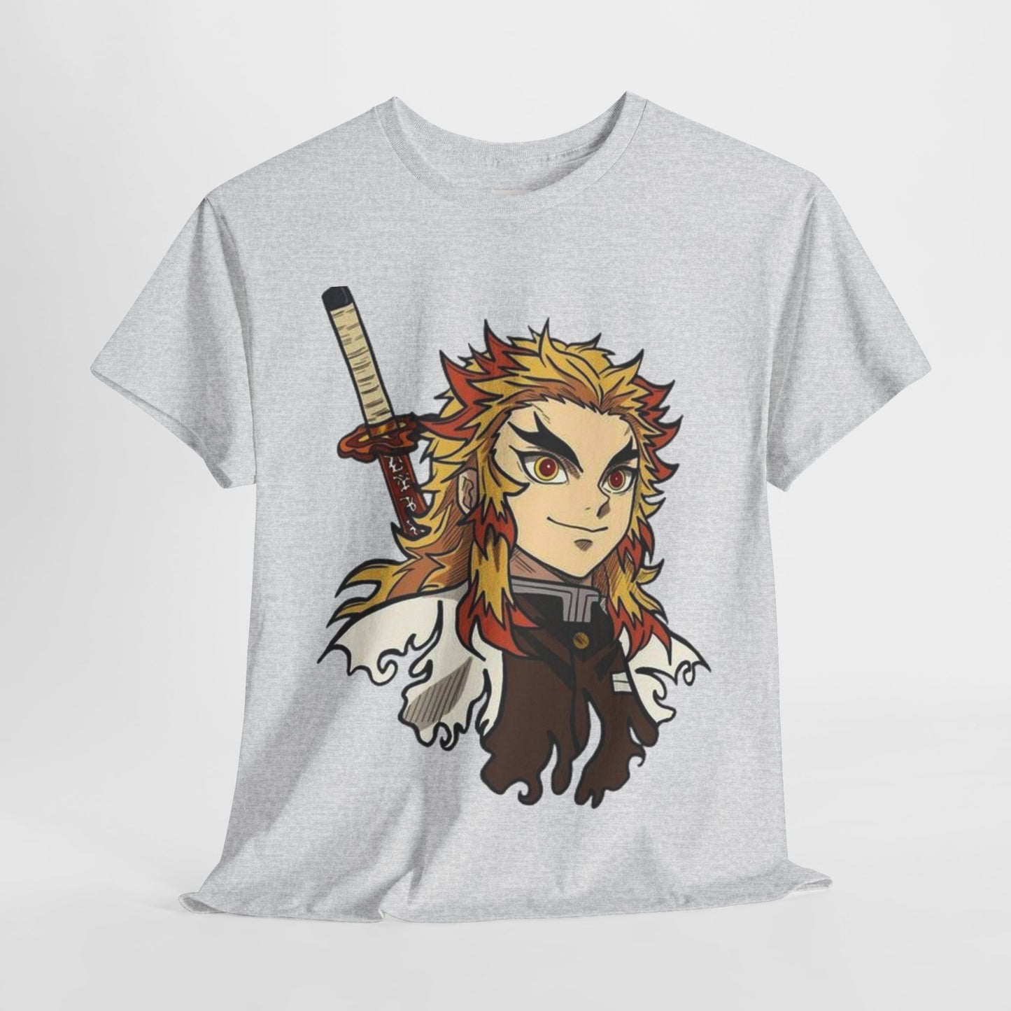 Demon Slayer Kyōjurō Rengoku Unisex Heavy Cotton Tee - Vibrant and Stylish Design for Otaku Heads