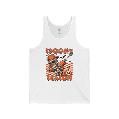 Spooky Season Unisex Jersey Tank Top - Halloween Skeleton Design