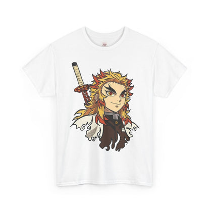 Demon Slayer Kyōjurō Rengoku Unisex Heavy Cotton Tee - Vibrant and Stylish Design for Otaku Heads