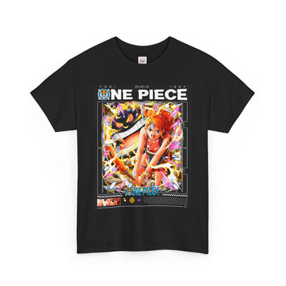 One Piece Nami Unisex Heavy Cotton Tee - Vibrant and Stylish Design for Otaku Heads