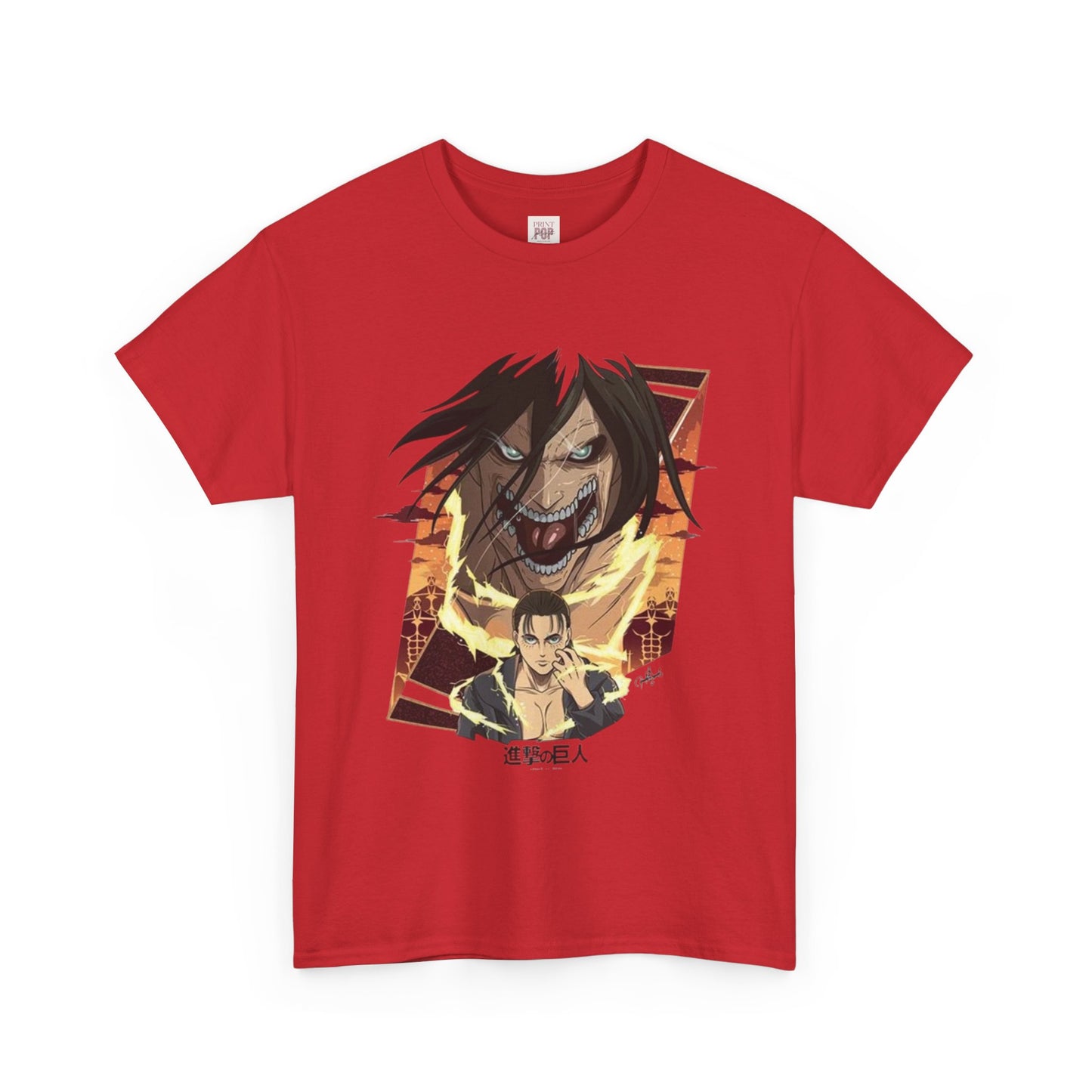 Attack On Titan Eren Jaeger Unisex Heavy Cotton Tee - Vibrant and Stylish Design for Otaku Heads