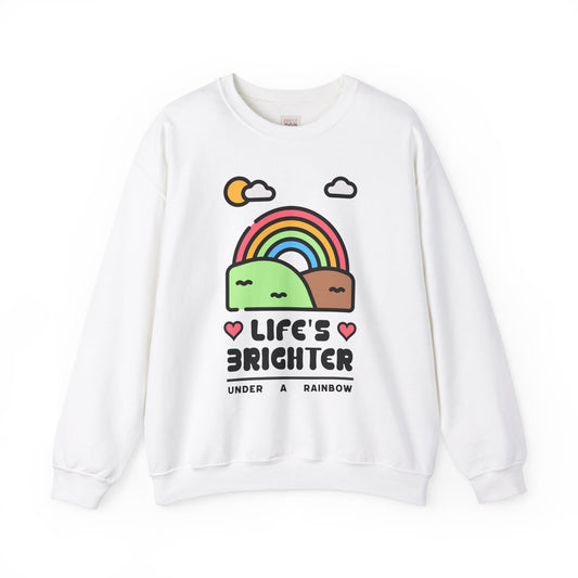 Life's Brighter Rainbow Crewneck Unisex Heavy Blend Premium and Stylish Sweatshirt