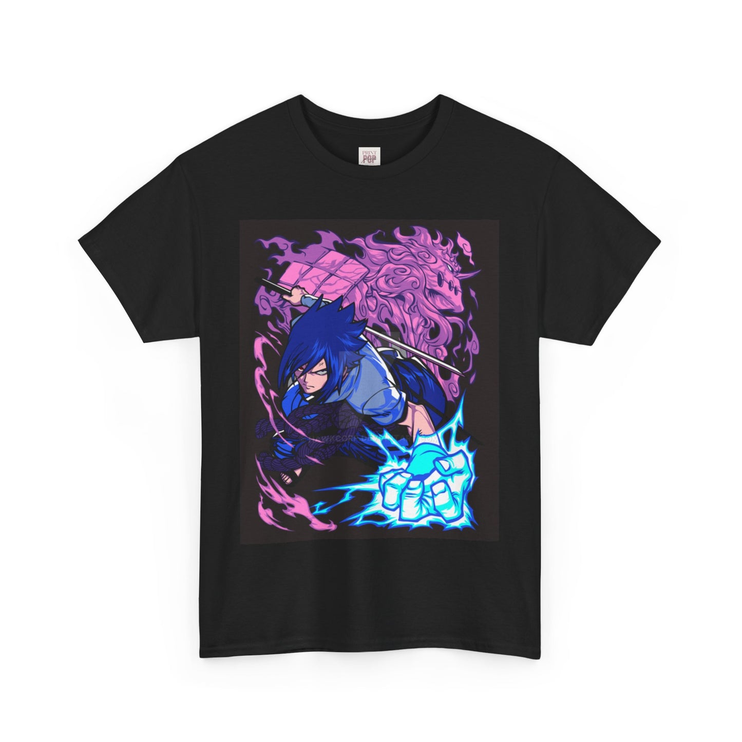 Naruto Shippuden Uchiha Sasuke Unisex Heavy Cotton Tee - Vibrant and Stylish Design for Otaku Heads