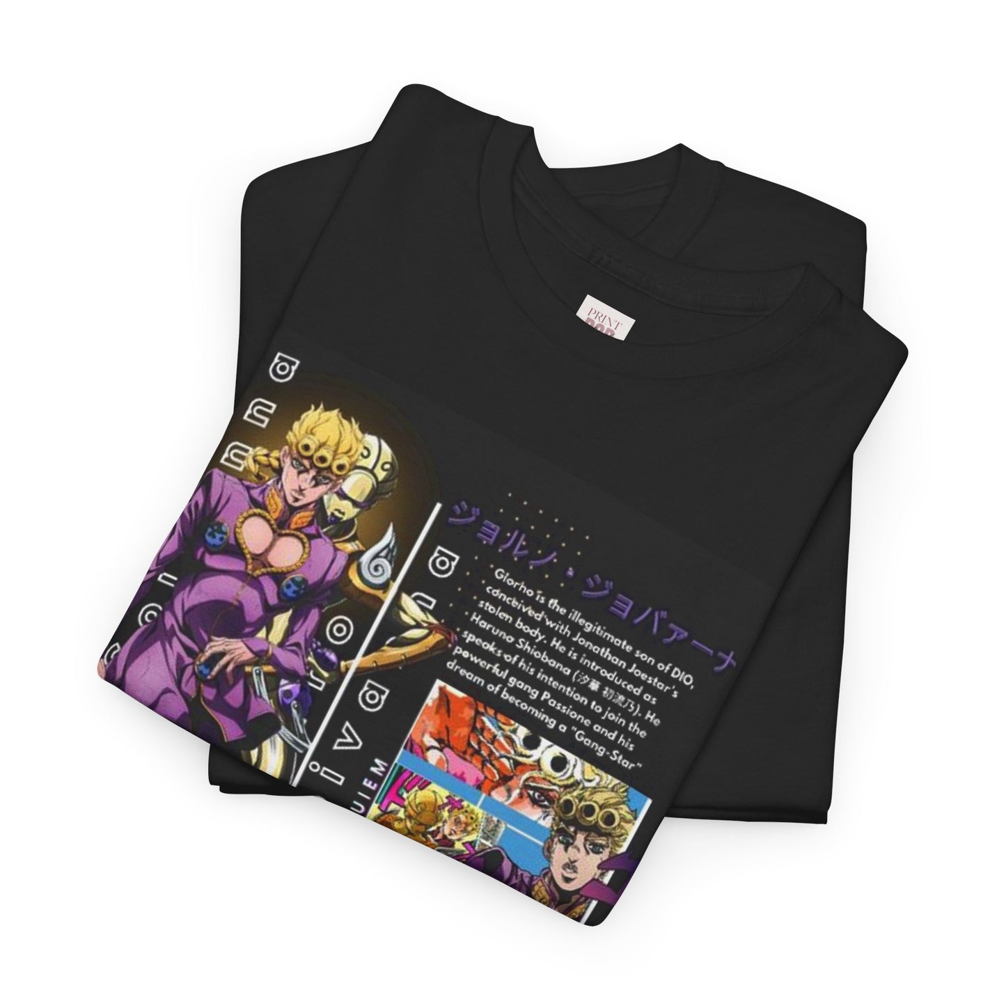 Jojo's Bizarre Adventure Giorno Giovanna Unisex Heavy Cotton Tee - Vibrant and Stylish Design for Otaku Heads