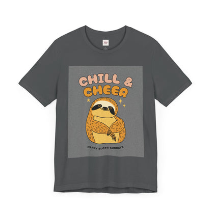 Chill & Cheer Sloth T-Shirt - Unisex Short Sleeve Tee for Relaxed Sundays