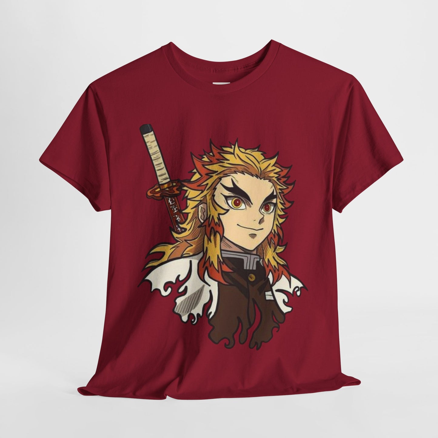 Demon Slayer Kyōjurō Rengoku Unisex Heavy Cotton Tee - Vibrant and Stylish Design for Otaku Heads